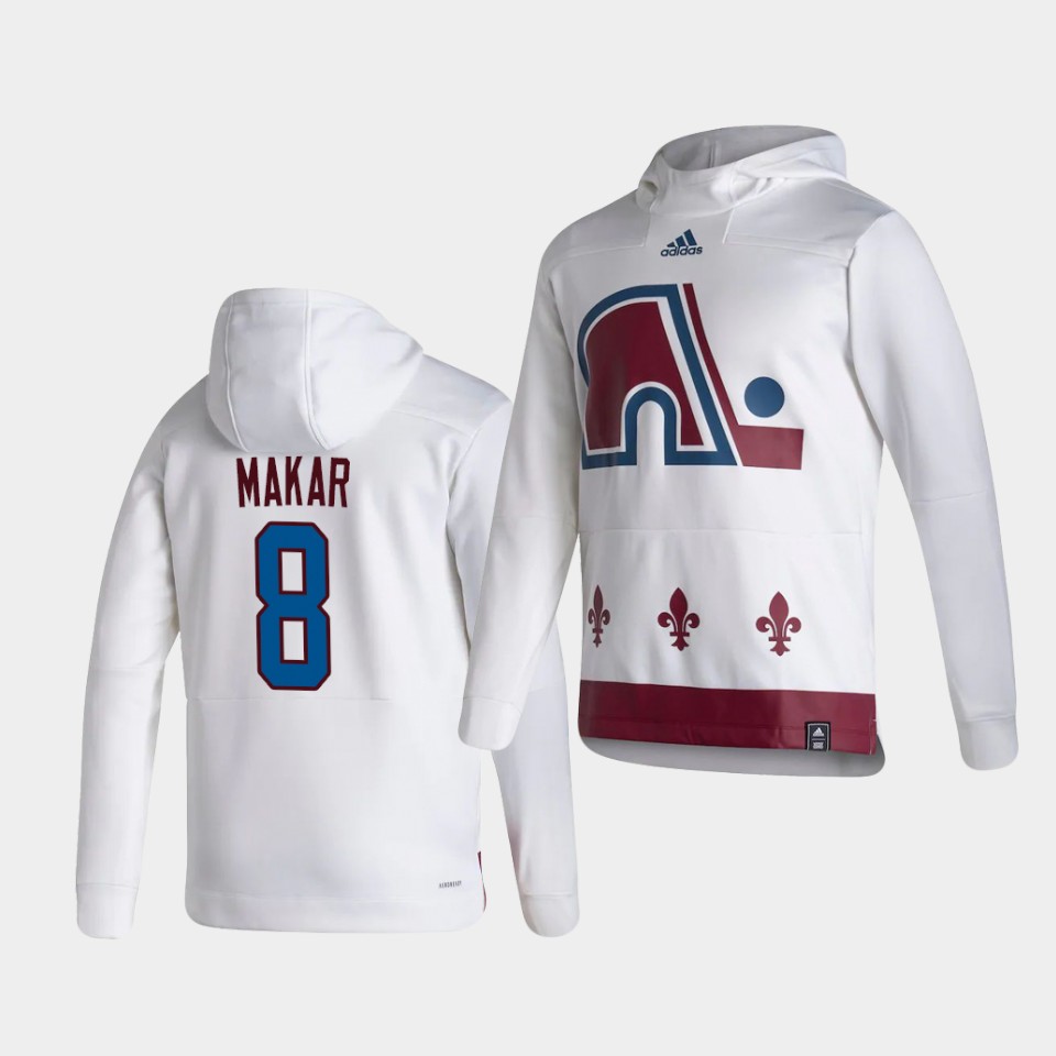 Men Colorado Avalanche #8 Makar White NHL 2021 Adidas Pullover Hoodie Jersey->colorado avalanche->NHL Jersey
